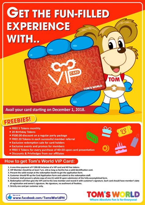 toms world vip card|Tom's World FREE 8 Tokens .